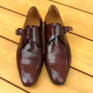 Paul Smith Brown Patent Leather Oxfords with Monk Strap Polished Finish - US 9